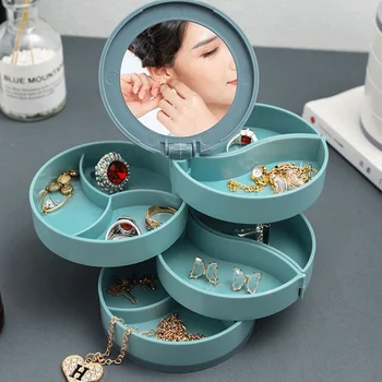 1 buc Bijuterii Afișa Tava Cutie de Depozitare Multistrat Rotativ Plastic Stand Cercei Inel Cutie Cosmetics Beauty Container