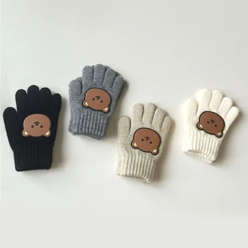 1 Pereche Mănuși Copil de Iarna 2023 Băieți Fete Gros de Cald Mănuși cu Cinci Degete Ursul Desene animate Mănuși pentru Copii 3-7 Ani