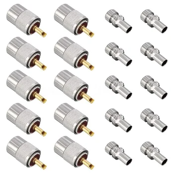 10 Pack UHF/PL-259 Lipire Conector Plug cu Reductor pentru RG8X, RG8, RG59, LMR-400, RG-213 Coaxial Cablu Coaxial