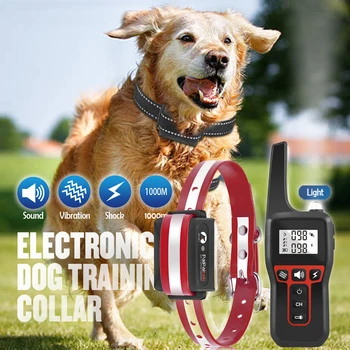 1000m de Control de la Distanță Câinele Electric Formare Guler cu Lumina Anti Coaja de Șoc Static Vibrator Guler incarcare USB-3 Moduri pentru Caini
