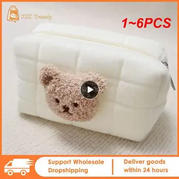 1~6PCS Portabil Urs Drăguț Copil articole de Toaletă Geanta Make Up Cosmetice Saci de Scutec Husă de Articole pentru Copii Organizator Refolosibile Bumbac Cluth Sac