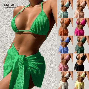 2023 Nouă Europene și Americane Cross Border Split Bikini Set de Trei Piese Sexy Bikini de costume de Baie en-Gros pentru Femei Producatori