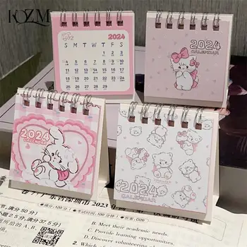2024 De Desene Animate Pisica Roz Calendar De Birou Mini Drăguț În Picioare Flip Desktop Calendar Mici De Zi Cu Zi De Planificare Calendar Lunar Pentru Acasă