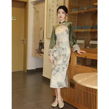 2024 noul stil chinezesc îmbunătățit cheongsam fusta pentru femei de zi cu zi mult stilul femei îmbunătățit qipao rochie eleganta qipao