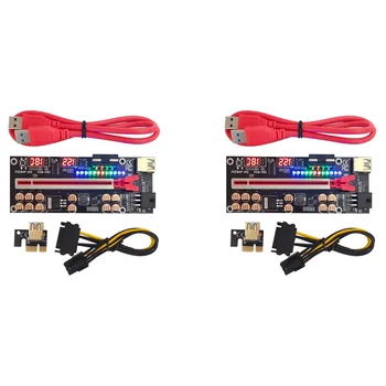2X VER018 PRO PCI-E Riser Card USB 3.0 Cablu 018 PLUS PCI Express 1X la 16X PCIe Extender Adaptor pentru BTC Mining(Roșu)