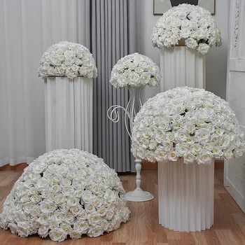 3D en-Gros de Mare 80cm Romantic Alb Crem Fildeș Flori Artificiale Mingea Florale Nunta Decor