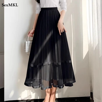 Ambele Părți Poarte O Linie Fuste Femei coreeană de Moda de Îmbrăcăminte Casual Faldas Ajustadas Talie Mare Harajuku Plisata Fusta Clos y2k