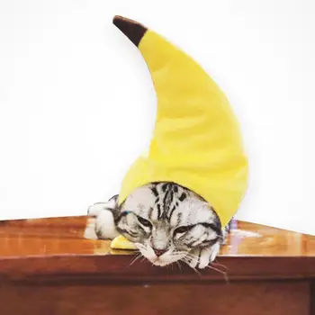 Animale De Companie Pălărie Cu Banane Forma Moale Respirabil Catelul Pisica Cu Cârlig & Bucla De Confortabil Animale De Companie Articole Pentru Acoperit Capul Costum De Animal Materiale În Condiții De Siguranță Și