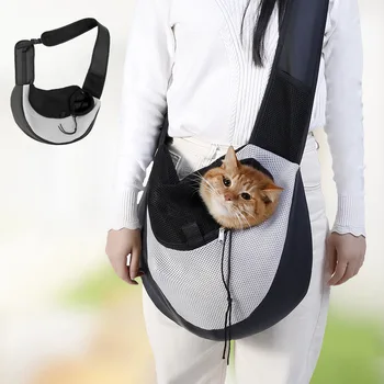 Animale de companie rucsac, de pisică și de câine unul-umăr de animale de companie de călătorie portabil cu diagonala sac, sac de plasă respirabil