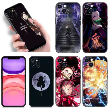 Anime Demon Slayer Telefon Caz Pentru Apple iPhone 12 13 Mini 11 14 15 Pro Max 7 8 Plus X XR XS SE 2020 2022 Silicon Negru Cazul