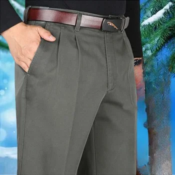 Barbati Toamna Bumbac Gros Clasic de Culoare Solidă Pantaloni Casual Bland Pantaloni Talie Mare Birou de Afaceri Pantaloni Îmbrăcăminte A240