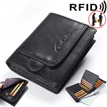 Bărbați Anti-magnetic RFID Blocking Portofel Multi-Slot pentru card Plus Permis de conducere Titularul Real Portofel din Piele Carte de IDENTITATE a Titularului