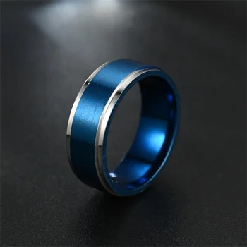 Bărbați Inele Albastru De Logodna Moda De Nuntă Aniversare Accesorii Personalizate Din Oțel Inoxidabil Pentru Bărbați Bijuterii