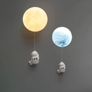 Camera copiilor lună lampă de perete modern, minimalist creative astronaut plin de cupru băiat de desene animate dormitor noptieră fundal lampă de perete