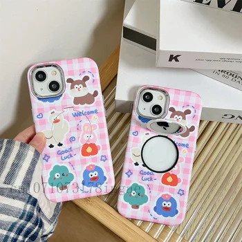 Carouri roz Animal cu Oglinda Telefon Caz pentru Iphone 11 12 13 14 15 Pro Max XS X XR Moda Noi Produse Uri Cadou
