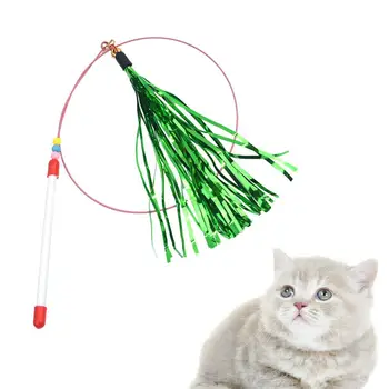 Cat Teasing Stick Cat Teaser Jucărie Strălucitoare Colorate Bagheta cu Clopot Ciucure Durabil cu animale de Companie și Accesorii pentru Pisoi Joaca Pisica