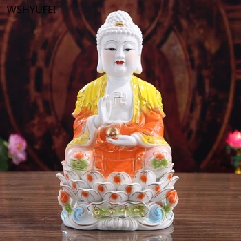 Ceramica statuie a lui Buddha stil Chinezesc living decor acasă rugați-vă pentru aducător de noroc Asigurarea siguranței Acasă venerarea lui Buddha statuie