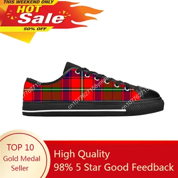 Chier Scoțian Stewart Clan Tartan Plaid Rece Casual Pânză Pantofi Low Top Confortabil Respirabil Imprimare 3D Bărbați Femei Adidași