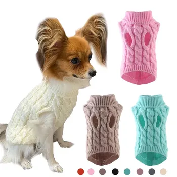 Companie de Îmbrăcăminte de Iarnă, Pulovere Calde Mici pentru Câini de talie Medie Guler Tricotate Catelul Pisica Vestă Chihuahua, Yorkie Sacou Haina