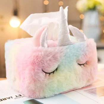 Creative Pluș Unicorn Țesut Masina Servetele Cutie De Hârtie Kawaii Ziua De Crăciun Preferate Acasă Decorare Instrument