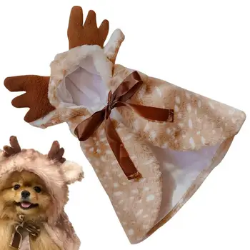 Crăciun Animale De Companie Mantie Elan Cape Costum De Câine Moale Cat Crăciun Ren Costum Cosplay Dress-Up Accesorii Pentru Pisoi, Catelus