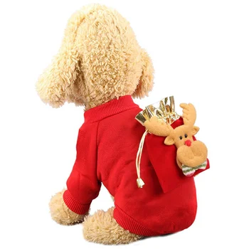 Crăciun Costum De Câine Costum Roșu Cu Elan Geanta Accesorii Reglabile Pisici Haine Pulover