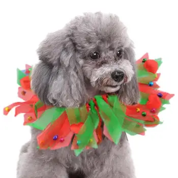 Crăciun Câine Guler Guler De Câine Fata Petrecere De Companie Festival Ornamente Reglabil Roșu Și Verde Panglică Pentru Mari Și Câini De Talie Mică