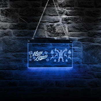 Crăciun Fericit Liftmas LED Neon Semn culturist de Iluminat Colorate Sala de Fitness de Vacanță Noapte Lampă de Perete Deschis Semn de Afaceri de Afișare