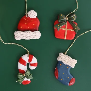 Crăciun Rășină Pandantive Moș Crăciun, Om De Zăpadă Stea Ornament Partid Decor De Vacanță Socking Jingle Bell Xmas Desene Animate Șosete Pandantiv