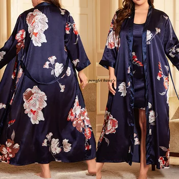 De Dimensiuni mari 4Xl 5Xl Halat, Pijamale Femei, Vară, Primăvară cămașă de noapte de Imprimare de Flori Halat de baie Vrac Body Homewear Rochie Kimono