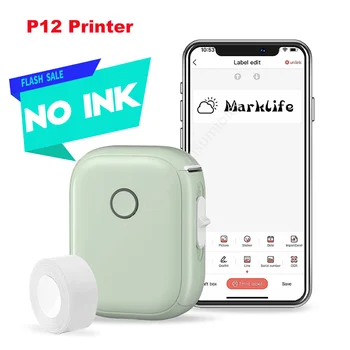 De uz casnic Mini Auto-adeziv P12 Etichete Termice Aparat Portabil Portabil Telefon Mobil Bluetooth Continuă Imprimantă de Etichete 5-10 PK