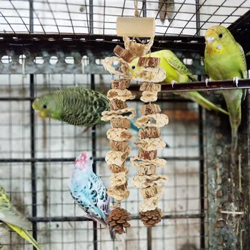 Delicat Pasăre Jucărie Cușcă Papagal De Mestecat Jucării Colivia Mediu Mare Agățat De Lemn