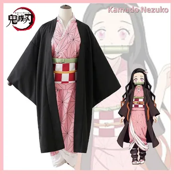 Demon Slayer Anime Kamado Nezuko Cosplay Kimetsu Nu Yaiba Costum Kimono Uniformă Haine Popi Set Pentru Comic-Con Partide