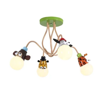 Desene animate pentru Copii de Fier Animal Cap de Cal, Cap de Cerb Lampă de Tavan Creative Simple Copii Dormitor Lumina Grădiniță Lămpi