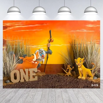 Disney Regele Leu Simba Personalizate Fondul Forestier Petrecere De Aniversare Pentru Copii Fotografie De Fundal Apus De Soare Baby Shower Banner, Poster, Desen Animat