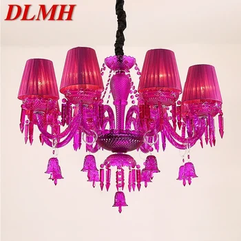 DLMH Stil European de Cristal Pandantiv Lampă Lumânare Violet Lampa de Lux Living Restaurant Dormitor Magazin de Îmbrăcăminte Candelabru