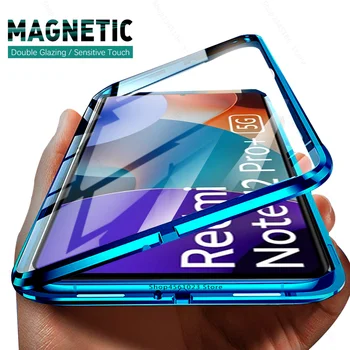 Dublu-Side Sticlă Magnetic Flip case Pentru Xiaomi Redmi Nota 12 Pro Plus 360° Acoperire Completă a Proteja Capacul Note12 Pro+ Note12Pro 5G