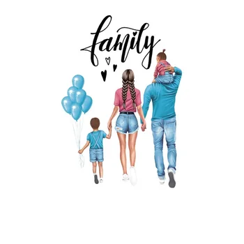 Familie fericită Transferul de Fier-Pe Băiat Fată DIY Transfer Termic Fierbinte Lacrima T-Shirt Design Nou de Fier de Pe Patchwashabel Autocolante