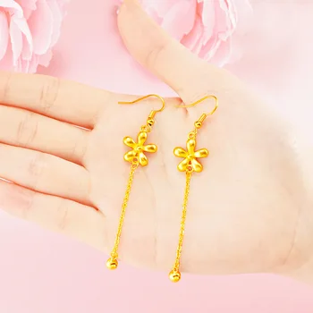 Floare Placat Cu Aur Cercei Ciucuri Inima Timp De Bijuterii Pentru Femei De Lux Și La Modă Stil Etnic Accesorii