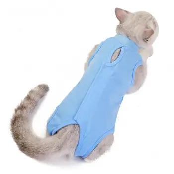 Fără mâneci Moda Respirabil Consumabile pentru animale de Companie Pisoi Sterilizare Vesta Albastru Pisica Haine Anti-lins Înțărcare Romper Somn Pijamale
