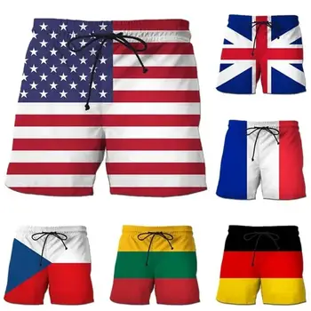 Germania marea BRITANIE SUA Plaja cu Steag Bărbați de pantaloni Scurți de Imprimare 3D pantaloni Scurti costume de Baie homme 2023 Vara Hawaii Trunchiuri de Înot Rece Gheață Copii pantaloni Scurți