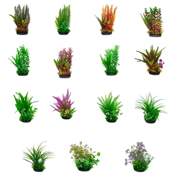 H55A Acvatice Frunzele Plantelor pentru Acvariu de Decor Acvariu Frumos Aspectul Plante Artificiale Frunze Multicolore