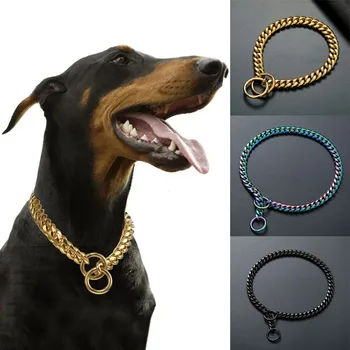 Inoxidabil Lanț Guler Guler Mare Lanț De Metal Câine Câini Mediu De Link-Uri Link-Ul De Oțel Mici De Aur Cubanez Mers Pe Jos De Formare
