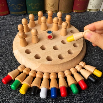 Joc Pentru Copii Din Lemn Meci De Memorie Stick De Șah Bloc Distractiv Joc De Bord Montessori Învățământ Culoare Cognitive Capacitatea De Jucarii Pentru Copii