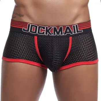 Jockmail Bărbați Lenjerie de corp Nou Brand pentru bărbați boxeri plasă de Nailon Solid de sex Masculin moale boxeri Sexy Gay bărbați chiloți de vânzare fierbinte chilotei
