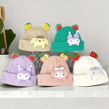 Kawaii Sanrio Copii Tricotate Pălărie Drăguț Desene Animate Cinnamoroll Kuromi Melodia Mea De Pluș Îngroșarea Cald În Aer Liber Pulover Capac Fete Cadouri