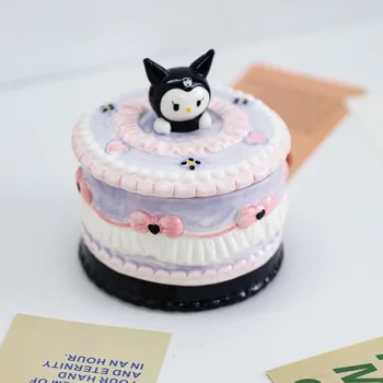 Kuromi Sanrio Cutie De Depozitare Rezervor Figura Anime Fată Drăguț Kawaii Ceramice Violet Crema De Tort Desktop Ornamente Meserii Prieteni Cadouri