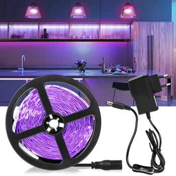 LED-uri UV de Sterilizare Lumina Benzi de 5M cu 300 Led-uri 12V DC Flexibil Ultraviolete Bandă Lampa Pentru Dormitor Decorare Bucătărie