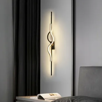 Living Modern Lungă Lampă De Perete Cu Anormală Design Aur Negru De Televiziune Fundal Decorativ De Perete Lampă De Perete Dormitor Lumina
