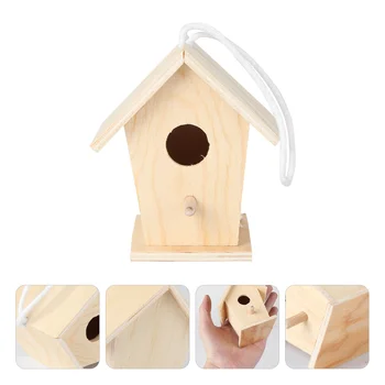 Manual DIY Jucărie Cuib de Pasăre Mini Cuib de Pasăre din Lemn Centura Sfoară Bird House